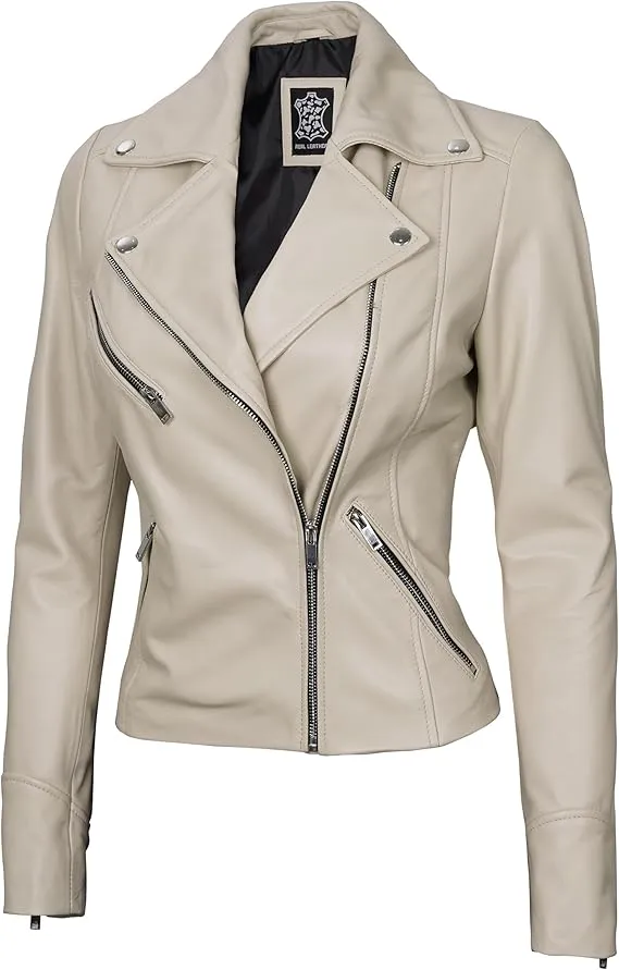 Women's Genuine Lambskin Leather Jacket – Stylish Motorcycle Fashion Jacket for Women