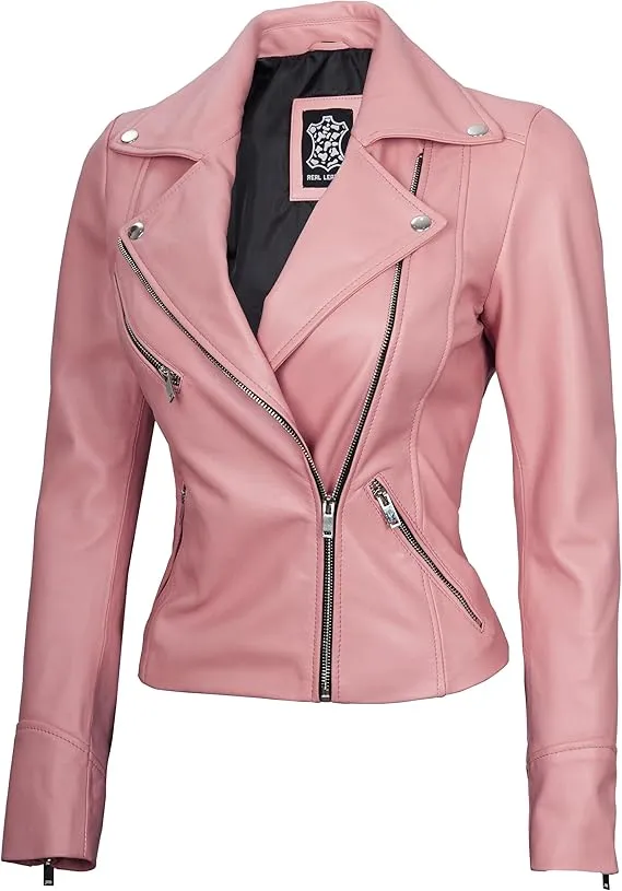 Women's Genuine Lambskin Leather Jacket – Stylish Motorcycle Fashion Jacket for Women