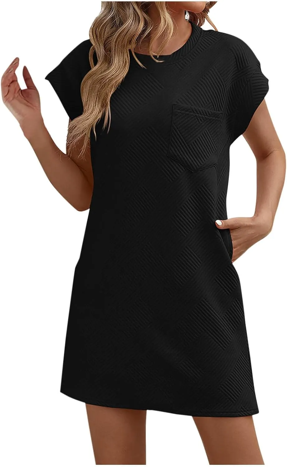 Womens Short Sleeve Casual Dresses 2025 Summer Loose Fit T-Shirt Dress Trendy Loose Shift Short Dress
